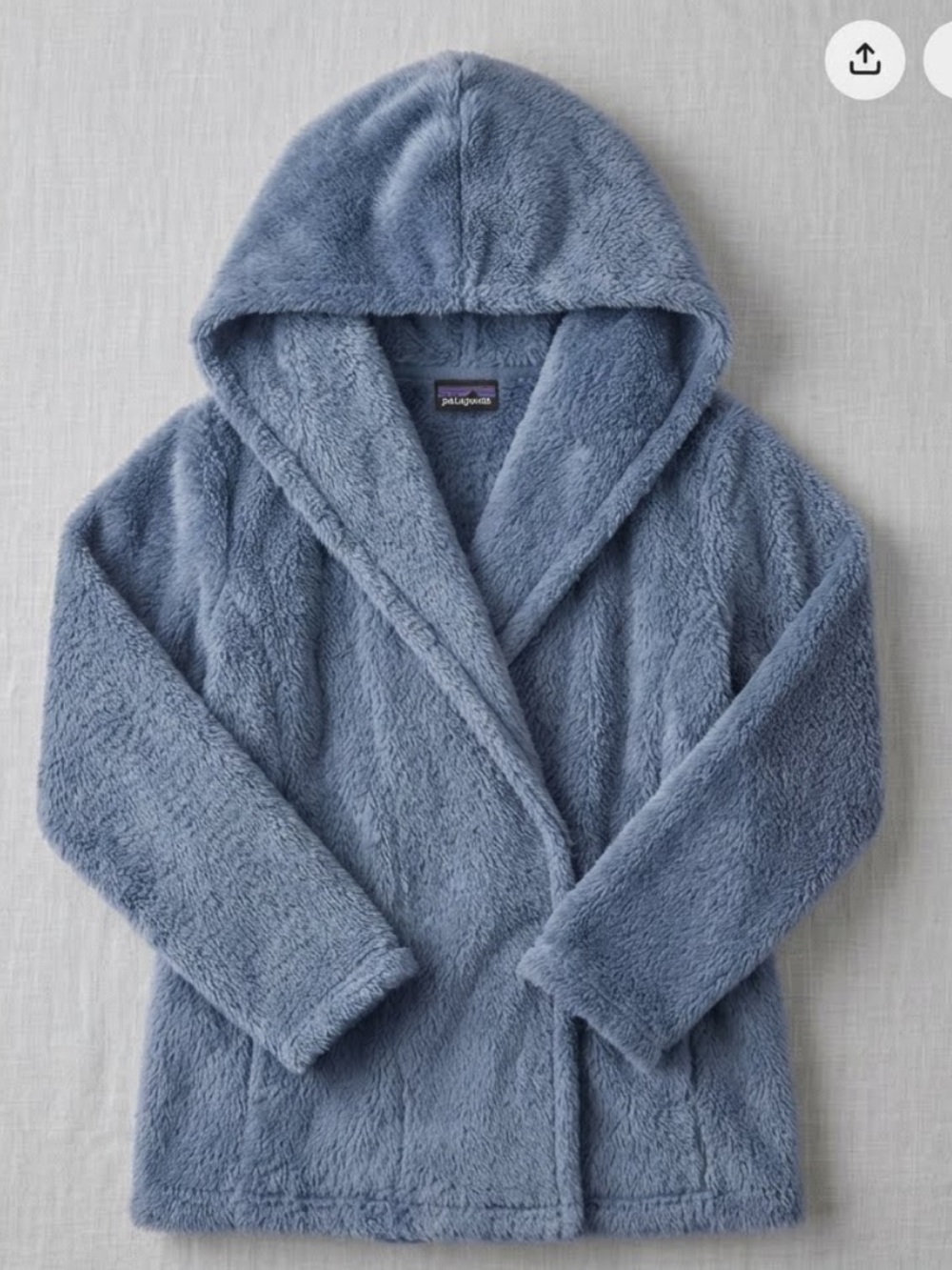 Patagonia Girls Blue Plush Hooded Wrap-Up Fleece Jacket - cozy layering - fall